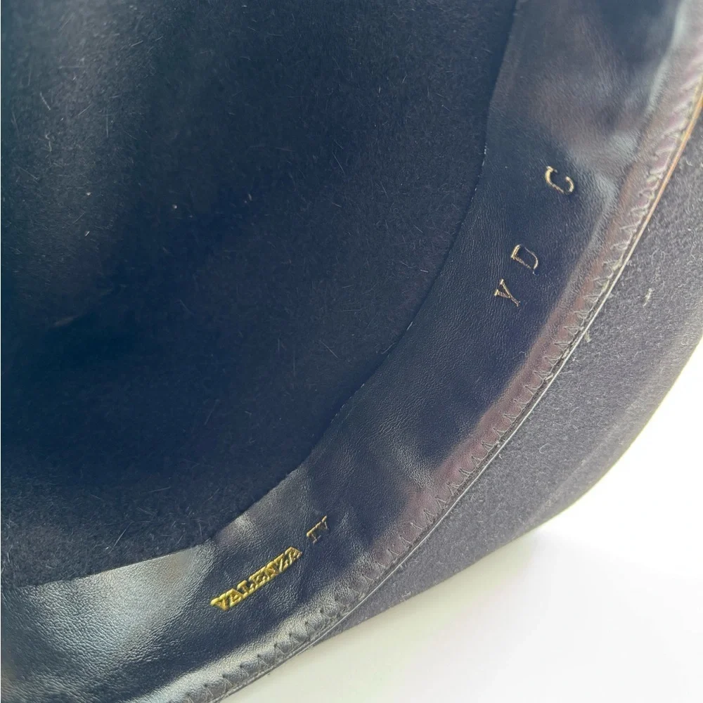 Borsalino Fedora Hat Black Wool Felt Made in Italy Vintage Size 7 (VDC)